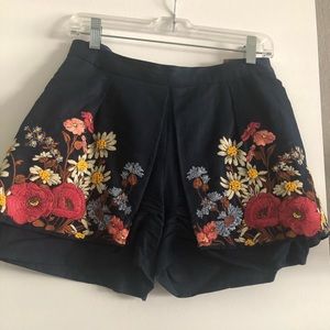 Anthropologie Embroidered Skort